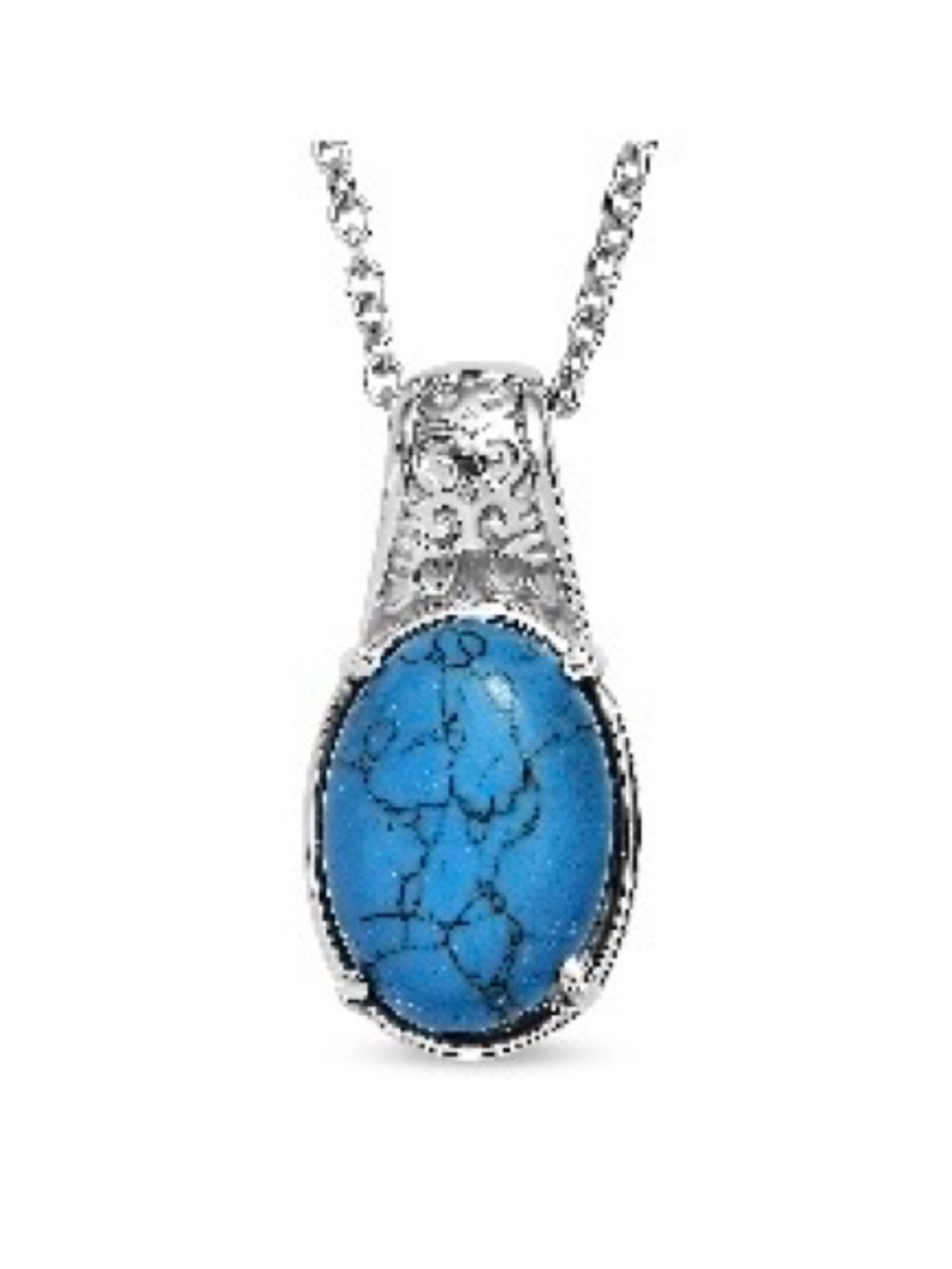 EverTrue Blue Howlite Pendant Necklace (20
Inches) in Stainless Steel 6.30 ctw